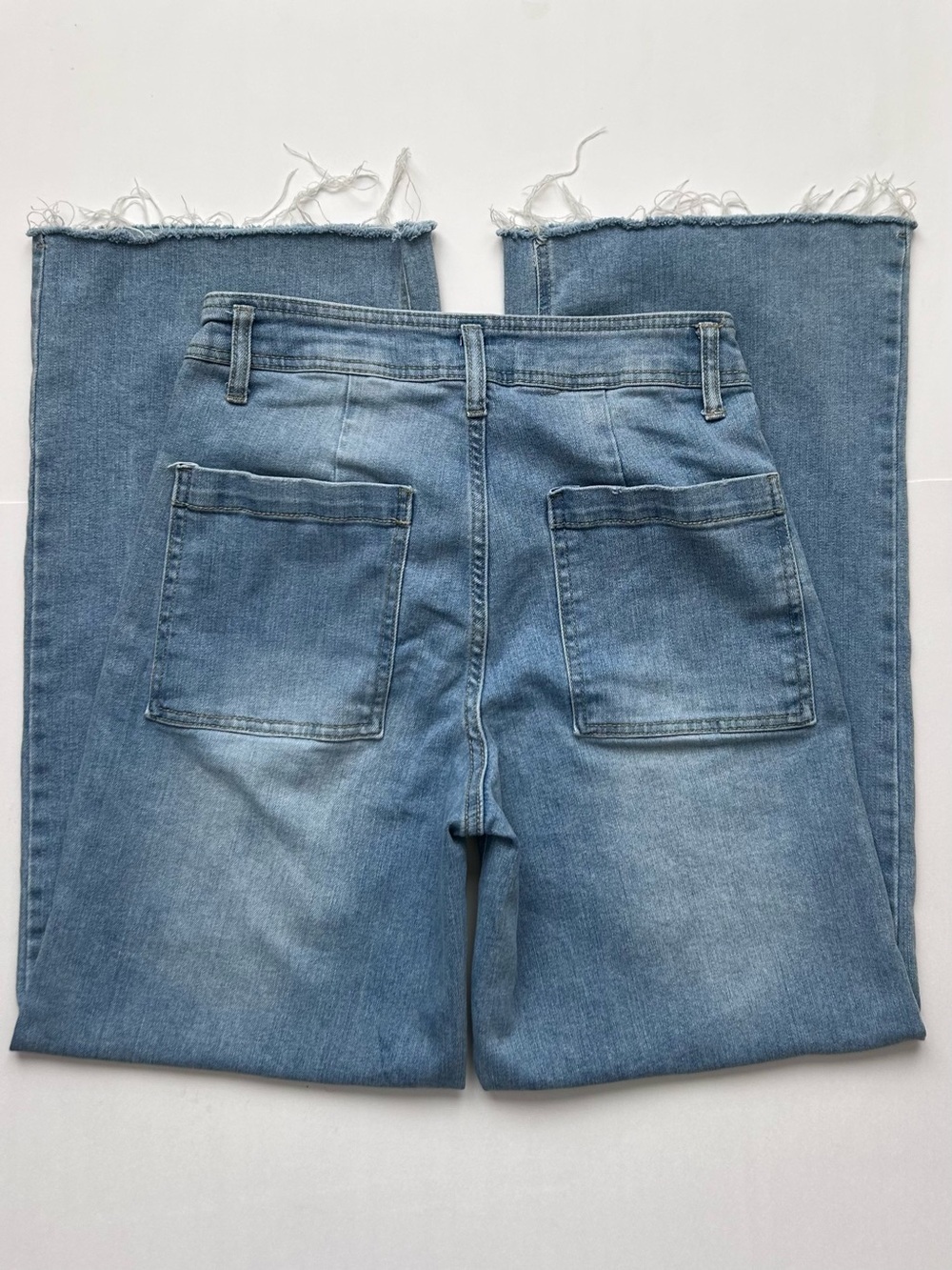 Oat New York Wide Leg Jeans Light Wash Raw Fray Hem Size 4 / 27 - Picture 4 of 6
